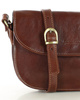 Skórzana torebka saddle bag półksiężyc sztywna skóra - MARCO MAZZINI brązowa