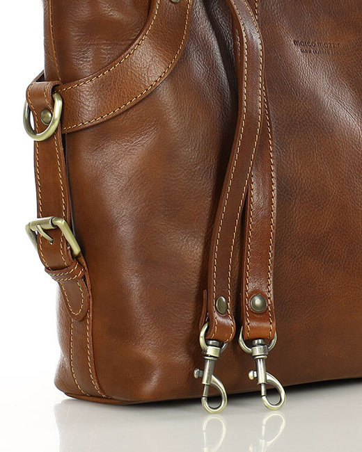 Torebka biznesowa damska kuferek skórzany premium bag - MARCO MAZZINI brązowy