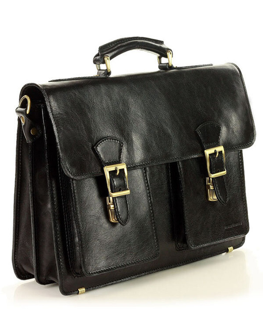 Teczka męska vintage handmade MARCO MAZZINI - skóra naturalna - CIRO Classic czarna