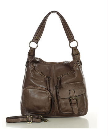 Torebka skórzana na ramię pockets old pelle lavata - MARCO MAZZINI brąz