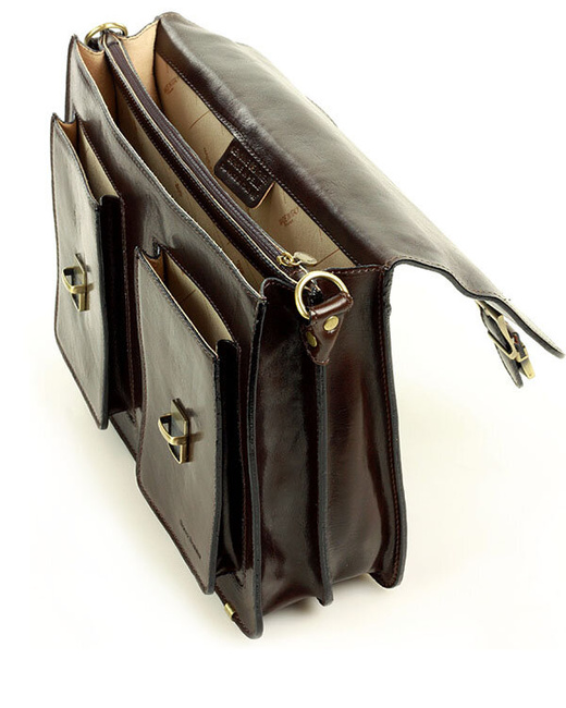 Teczka męska vintage handmade MARCO MAZZINI - skóra naturalna - CIRO Classic ciemny brąz