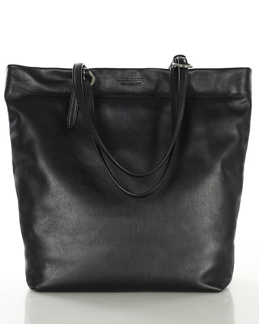 Torebka shopperka premium z miękkiej skóry cielęcej MARCO MAZZINI czarna