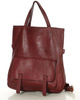 Skórzana torebka plecak z kieszenią z przodu - MARCO MAZZINI bordowa czerwona