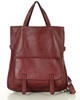 Skórzana torebka plecak z kieszenią z przodu - MARCO MAZZINI bordowa czerwona