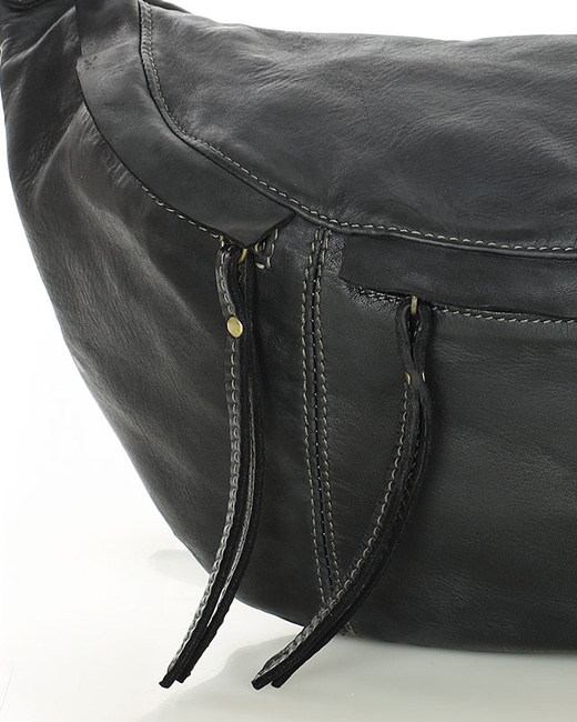 Uniwersalna torebka nerka półksiężyc crossbody runway - skóra naturalna Marco Mazzini czarny