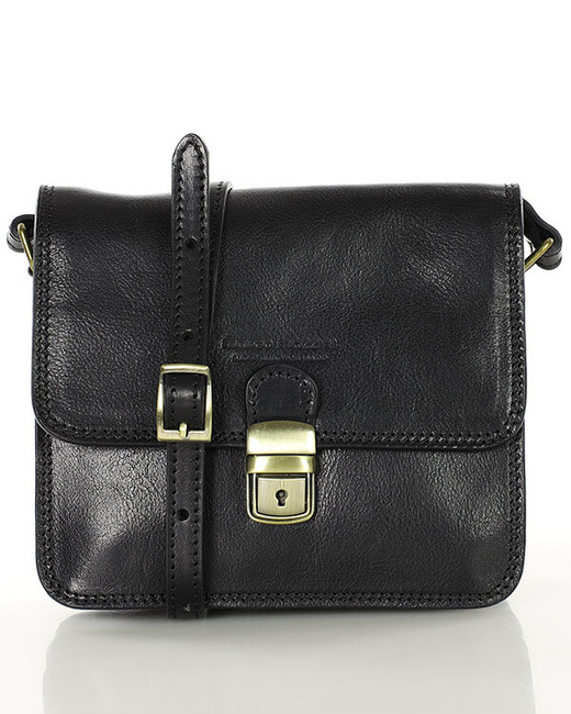 Torba skórzana kwadratowa premium Florence bag - MARCO MAZZINI czarna