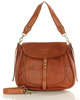 Saddle bag skórzana torebka damska na ramię - MARCO MAZZINI brąz kamelowy
