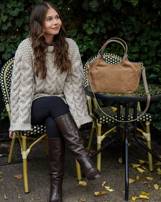 Torebka damska worek hobo bag skóra naturalna - MARCO MAZZINI czarna