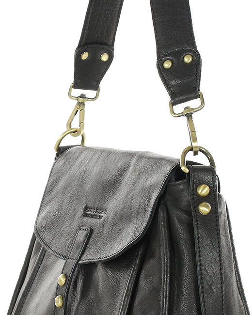 Saddle bag skórzana torebka damska na ramię - MARCO MAZZINI czarna