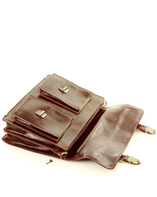 Teczka męska vintage handmade MARCO MAZZINI - skóra naturalna - CIRO Classic brązowa