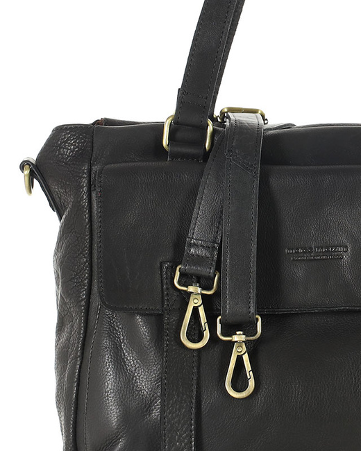 Torba skórzana shopper biznesowy z przegrodą - MARCO MAZZINI czarny