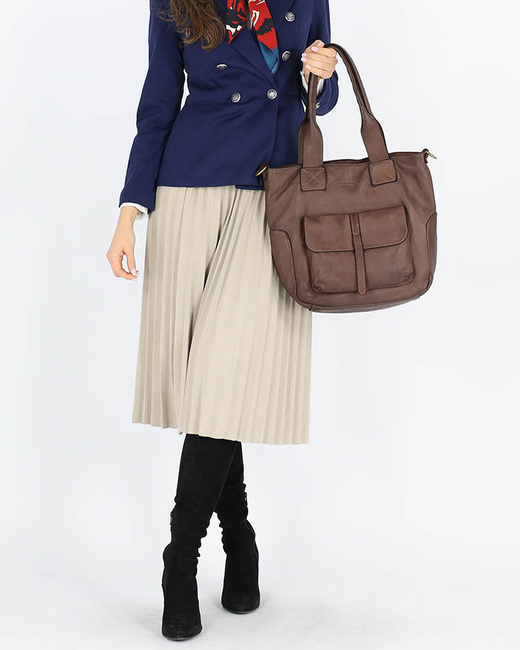 Torebka miejska skórzana w harmonii z naturą - MARCO MAZZINI czekoladowy brąz