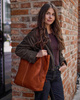 Torebka damska shopper z regulacją rączek skóra old pelle - MARCO MAZZINI brąz camel