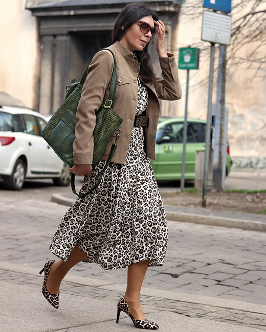 Duża torebka pleciona na ramię shopperka skórzana - MARCO MAZZINI zielona