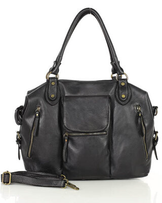 Torba biznesowa bowling retro bag skórzana - MARCO MAZZINI czarny