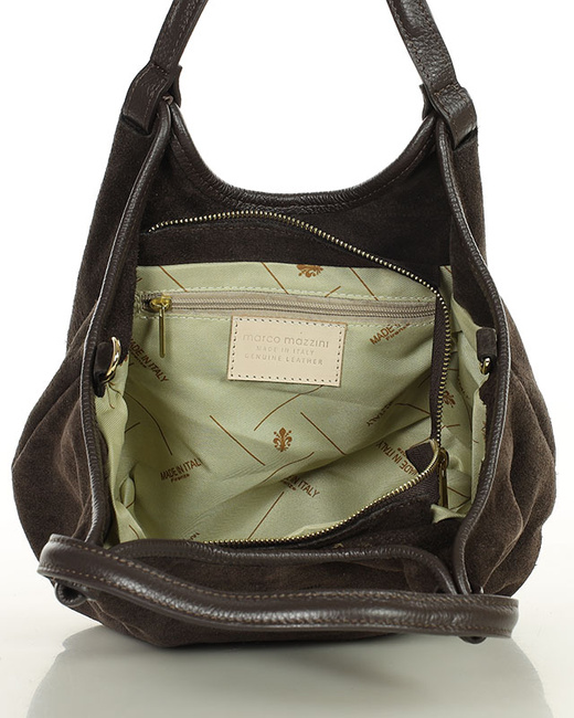 Torebka damska worek hobo bag skóra naturalna - MARCO MAZZINI czarna