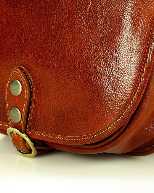 Duża włoska torebka listonoszka typu saddle bag MARCO MAZZINI - Toscania Classico camel