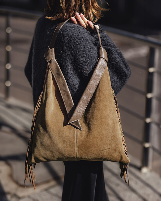 Torebka damska worek hobo bag skóra naturalna - MARCO MAZZINI czarna