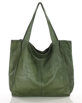MARCO MAZZINI Torebka miejski shopper bag skóra naturalna handmade zielony