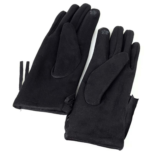 Rękawiczki damskie z fredzlami boho - MARCO MAZZINI - czarne