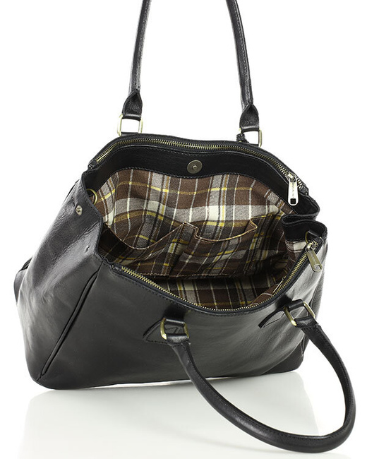 Torebka skórzana dwukomorowa kuferek premium - MARCO MAZZINI czarny