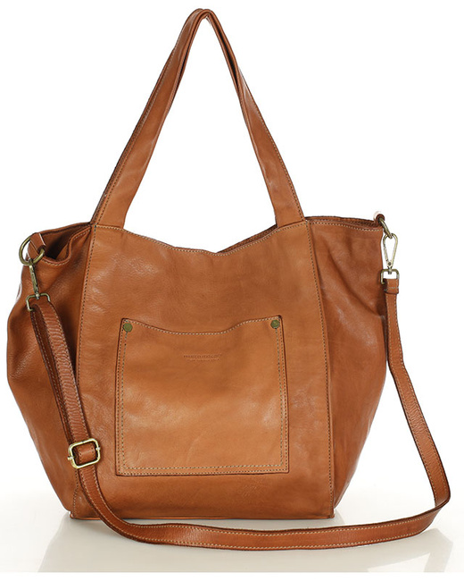 Shopperka torebka skórzana miejska - MARCO MAZZINI brąz camel