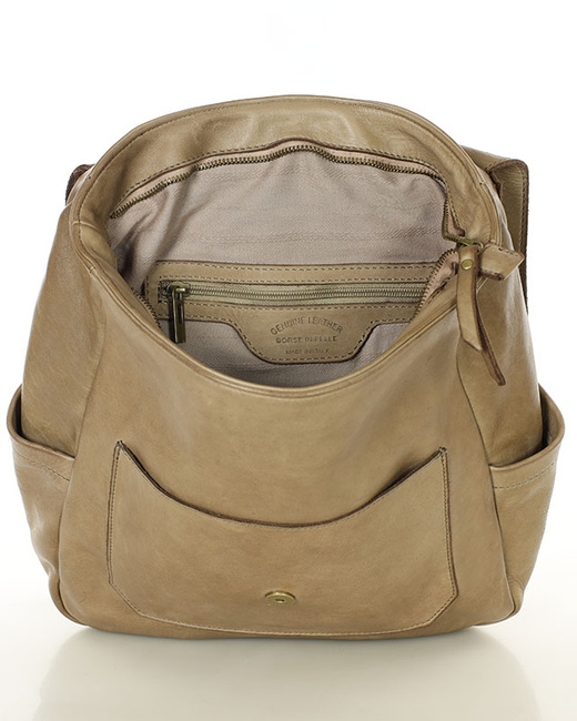 Plecak skórzany handmade z kieszeniami - MARCO MAZZINI beż cappuccino