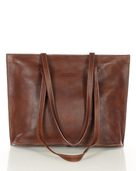 Duża torba shopperka biznesowa damska skórzana - MARCO MAZZINI brązowa