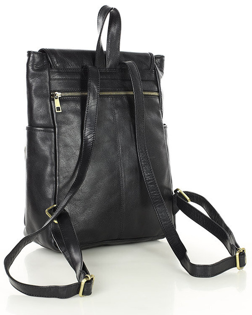 Damski plecak miejski skórzany A4 retro style - MARCO MAZZINI czarny