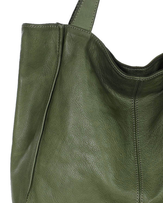 MARCO MAZZINI Torebka miejski shopper bag skóra naturalna handmade zielony
