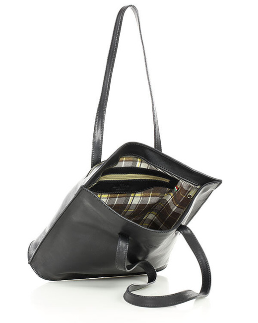 Torebka damska shopper uszlachetniona skóra włoska - MARCO MAZZINI czarna