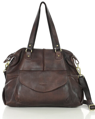 Shopper bag torebka skórzana A4 do pracy - MARCO MAZZINI ciemny brąz