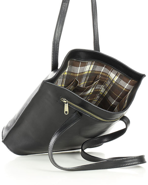 Torebka damska shopper uszlachetniona skóra włoska - MARCO MAZZINI czarna