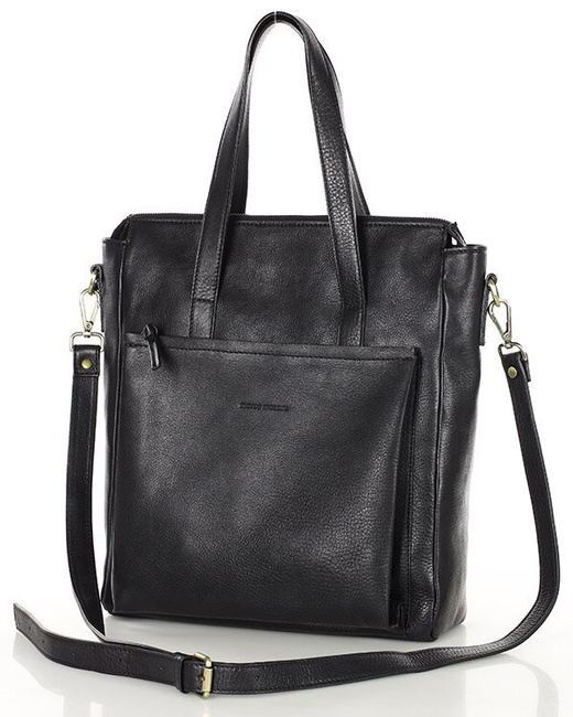 Luksusowa torebka shopperka aktówka skórzana MARCO MAZZINI czarna