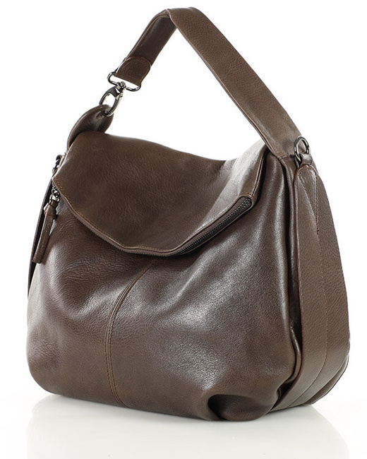 Luksusowa torebka do ręki skórzana damska premium MARCO MAZZINI czekoladowy brąz