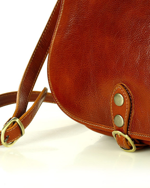 Duża włoska torebka listonoszka typu saddle bag MARCO MAZZINI - Toscania Classico camel