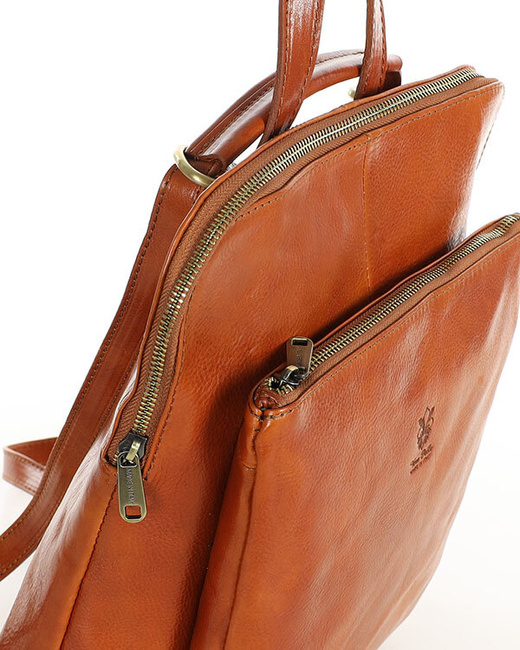 Elegancki plecak damski skórzany premium MARCO MAZZINI brązowy