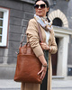 Elegancki plecak damski duży torba skórzana premium MARCO MAZZINI kamelowy