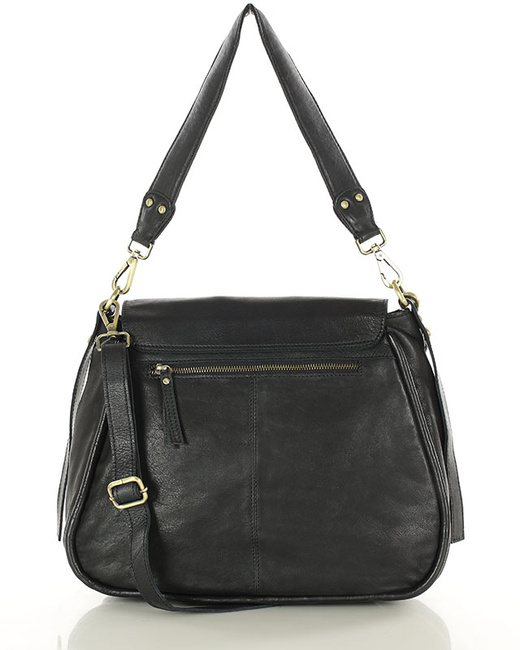 Saddle bag skórzana torebka damska na ramię - MARCO MAZZINI czarna