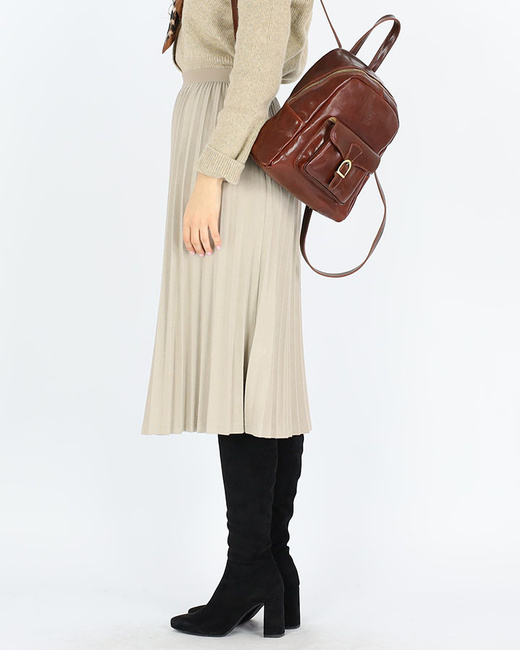 Elegancki plecak damski skórzany premium MARCO MAZZINI brązowy