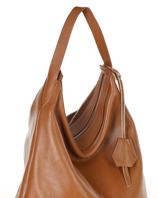 Torebka damska worek hobo bag skóra naturalna - MARCO MAZZINI brąz camel