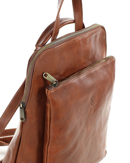 Elegancki plecak damski skórzany premium MARCO MAZZINI brązowy