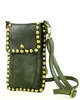 Torebka na telefon z dżetami skórzana phone case - MARCO MAZZINI  zielony