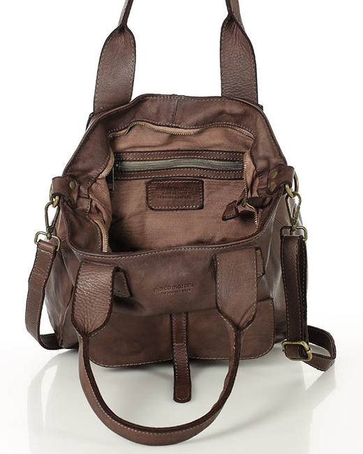 Torebka miejska skórzana w harmonii z naturą - MARCO MAZZINI czekoladowy brąz