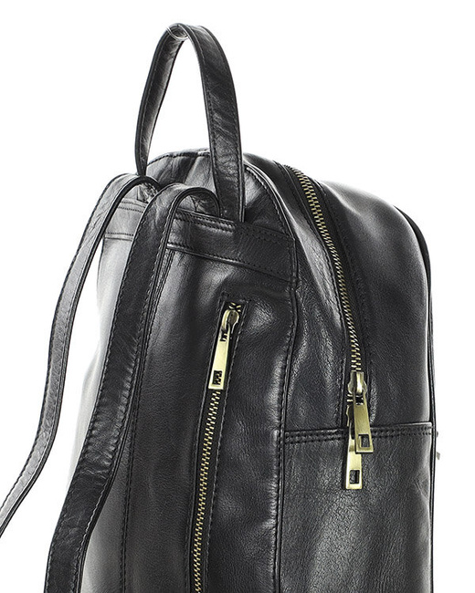 Mały plecak damski skórzany z kieszonkami - MARCO MAZZINI czarny