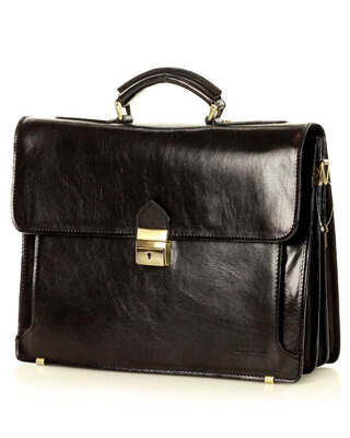 Teczka męska skórzana MARCO MAZZINI handmade -  ROBERTO Classic czarna