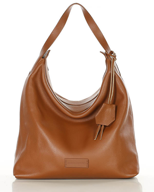 Torebka damska worek hobo bag skóra naturalna - MARCO MAZZINI brąz camel