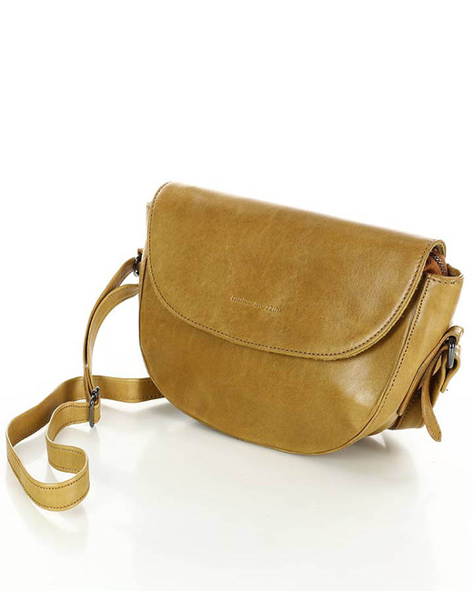 Torebka damska półokrągła listonoszka skórzana MARCO MAZZINI brąz camel