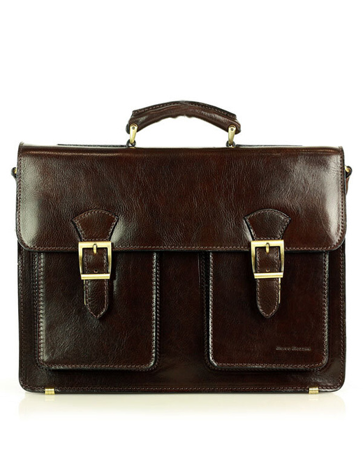 Teczka męska vintage handmade MARCO MAZZINI - skóra naturalna - CIRO Classic ciemny brąz
