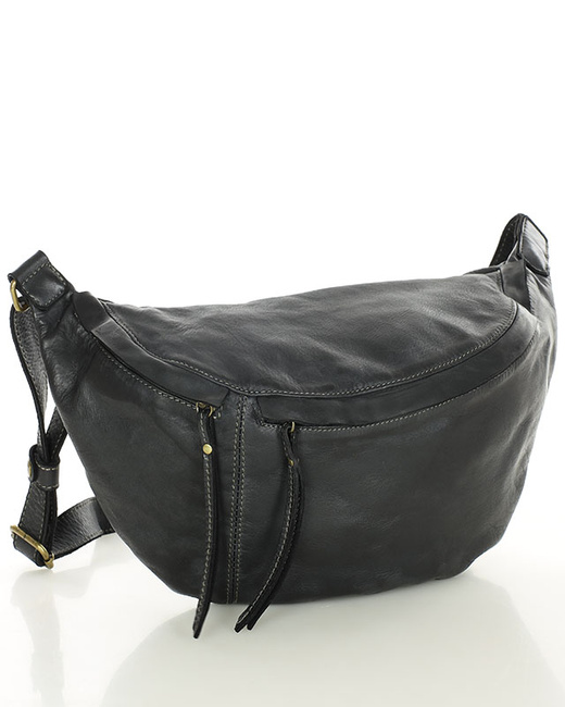 Uniwersalna torebka nerka półksiężyc crossbody runway - skóra naturalna Marco Mazzini czarny